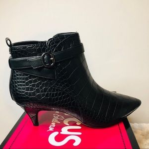 Circus Sam Edelman Black Crocodile Boots Sz 8 1/2